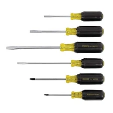 Stanley Screwdriver Set Alloy Steel Cross-Ground Tips Rubber Grip Handle 6-Piece