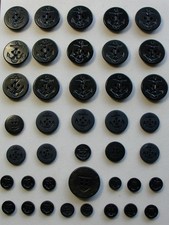 40 Vintage US NAVY Military Black Anchor Rope Pea Coat BUTTONS 3 Sizes Mates EUC