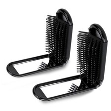 2 Pack Foldable Hair Brush with Mirror Mini Compact Travel Hairbrush Small...