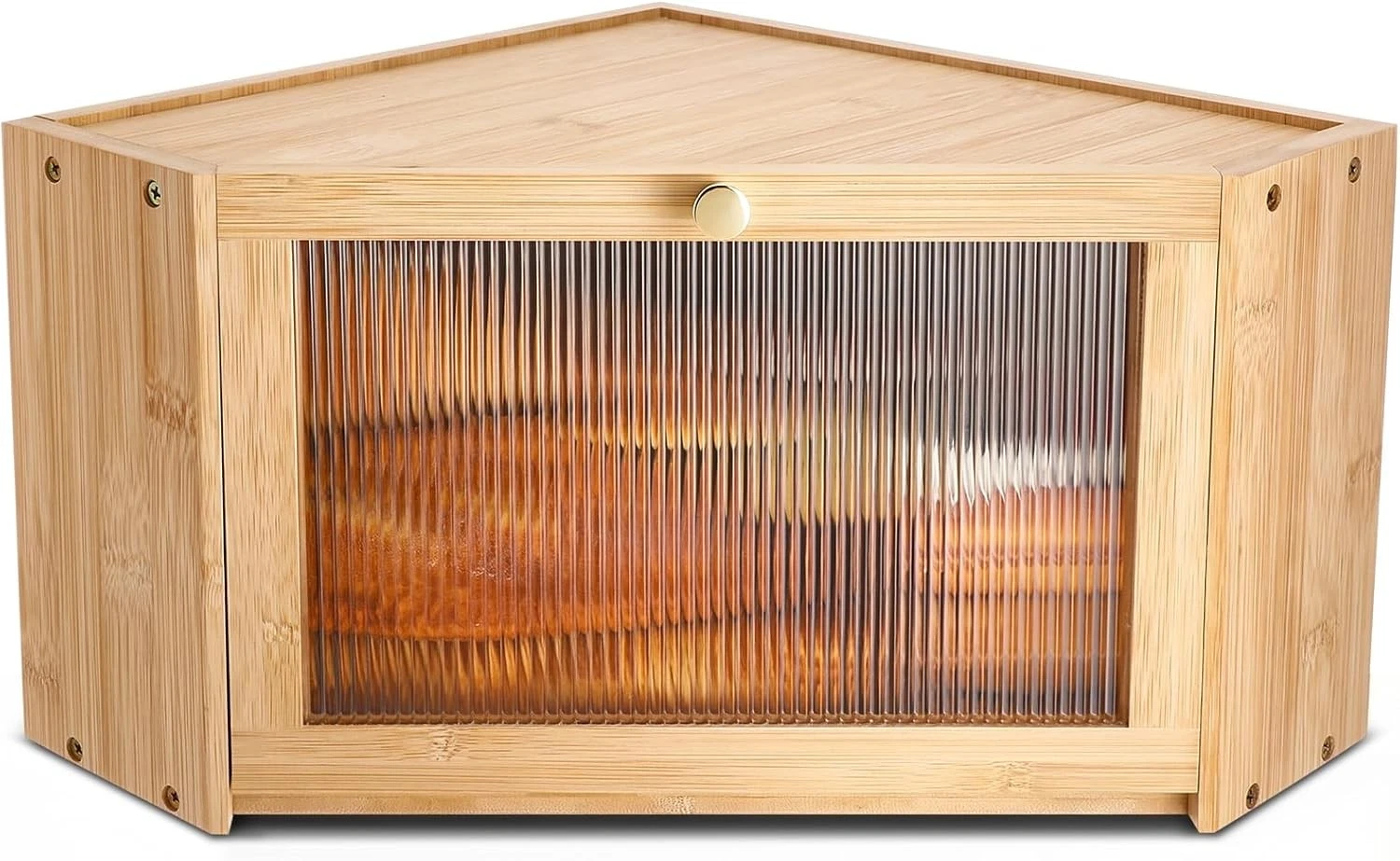 Corner Bread Box Kitchen Countertop Bamboo Bread Boxes Large Capacity Corner