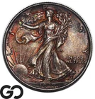 1937 Walking Liberty Half Dollar, Beautiful Toner, Gem BU++, Color!