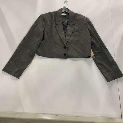 VIAVIA.LIVE Boxy Twill Cropped Blazer Women's Size L Heathered Navy