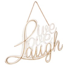 Live Love Laugh Cursive 3-D Wood  Metal Wall Decor in Gray and Gold Finish