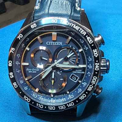 Citizen PCAT Eco-Drive Radio Controlled Chronograph Blue Dial 200m E660-S123500