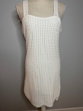 GAP Women's Off White Crochet Mini Dress Size Medium Beach Boho Resort