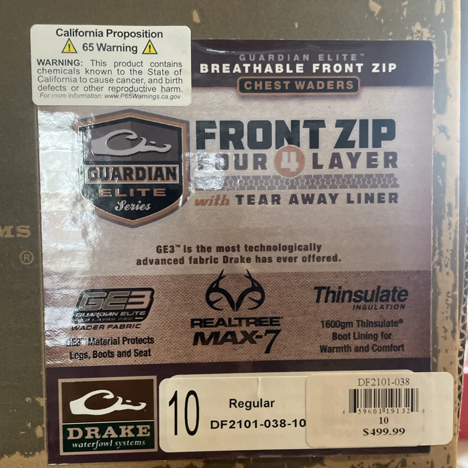 DRAKE WATERFOWL GUARDIAN ELITE CHEST WADERS FOUR LAYER REALTREE MAX 7 MENS 10 - Image 2 of 4