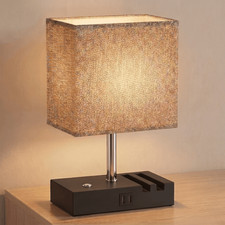 Bedside Table Lamp , Dimmable Table Lamp with Touch Control  USB C A Charging