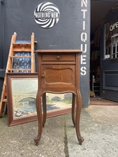 19th Century French Oak & Marble Topped Pot Cupboard Bedside Table Plant Stand