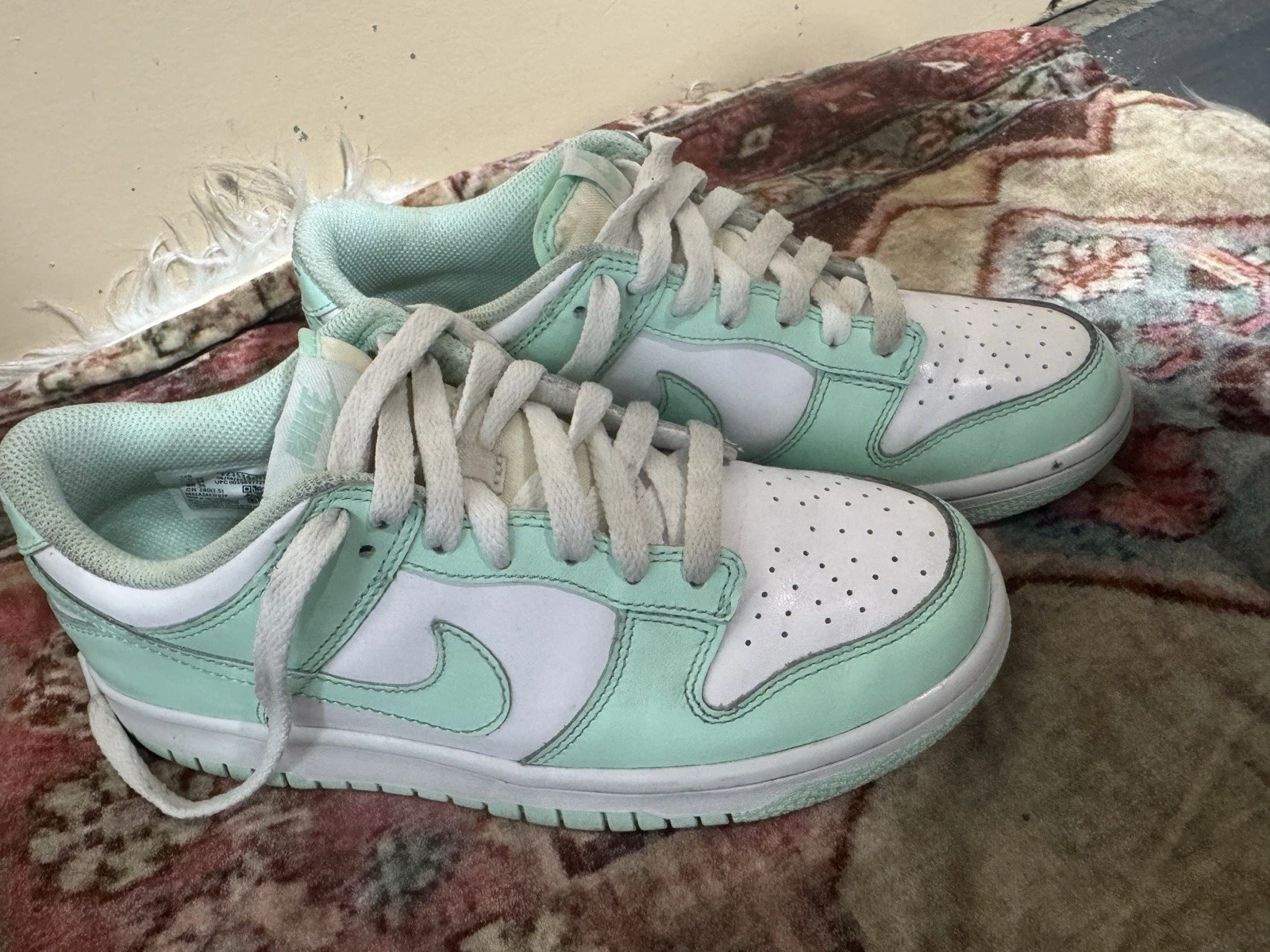 Scarpe sneakers Nike Dunk Low GS bianche in schiuma come nuove FJ5366 100 da ragazzo taglia 5 5