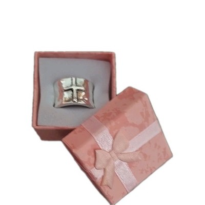 Antique Looking ~ CROSS RING ~ Silver Plated on Copper ~ Wide Band ~ Size 9