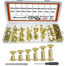 Chicago Screws Kit 6 Sizes Gold Leather Binding Screws Set Size 120 Sets