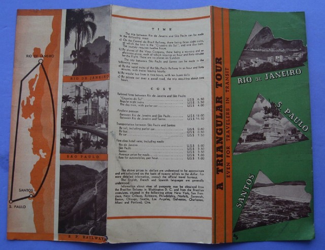 Travel Brochure~Rio De Janeiro, S. Paulo, Santos A Triangular Tour ...