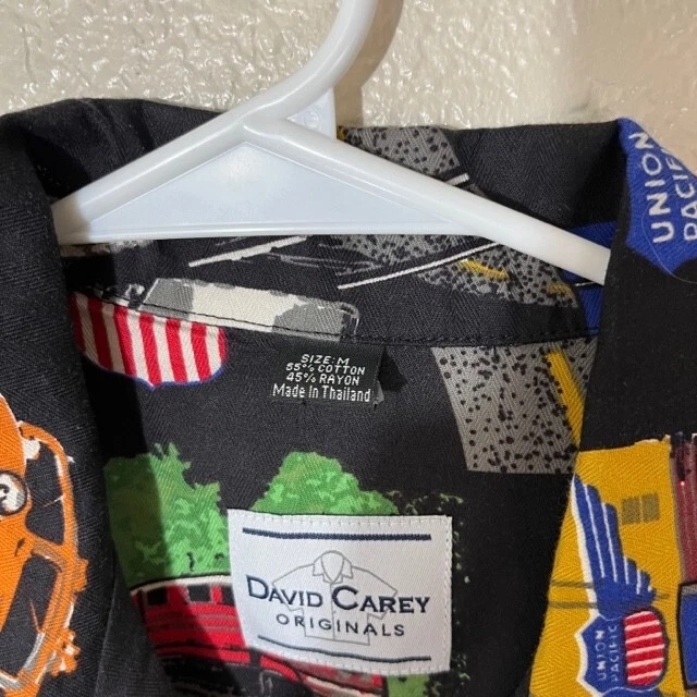 David Carey Originals Shirt Medium Train Print Hawaiian Short Sleeve Button Up - Image 3 of 4