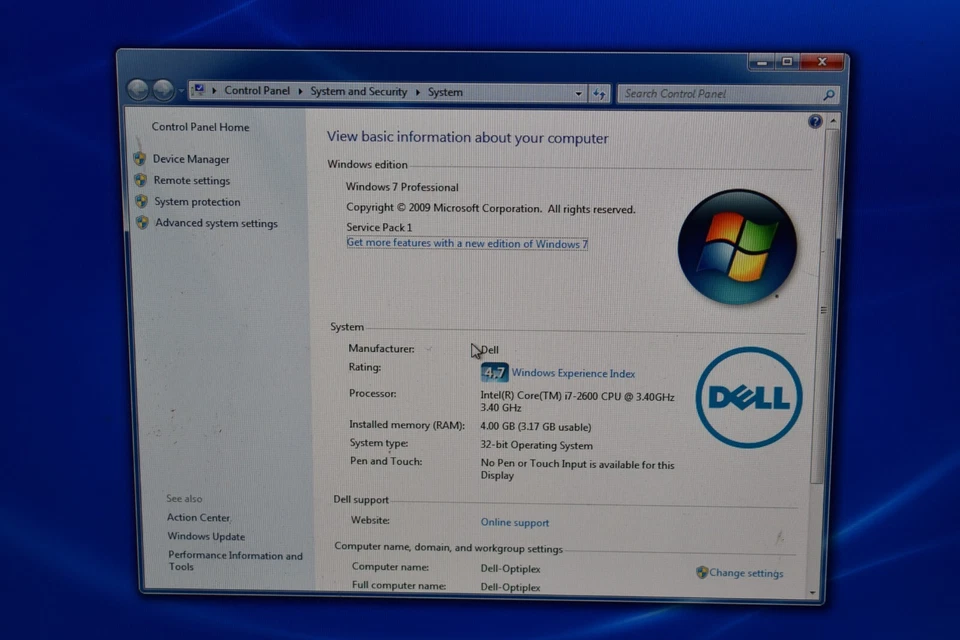 Dell Optiplex Quad Core i7-2600 3.4GHz 4GB RAM 500GB HD Windows 7 Pro 32-Bit - Image 2 of 4