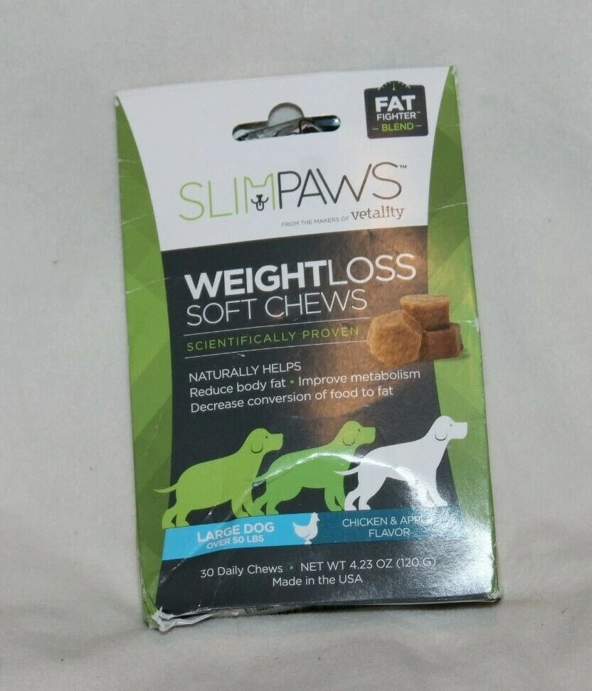 Slim Paws Dog Weight Loss Soft Chews 31 Pieces New Open Bag Box