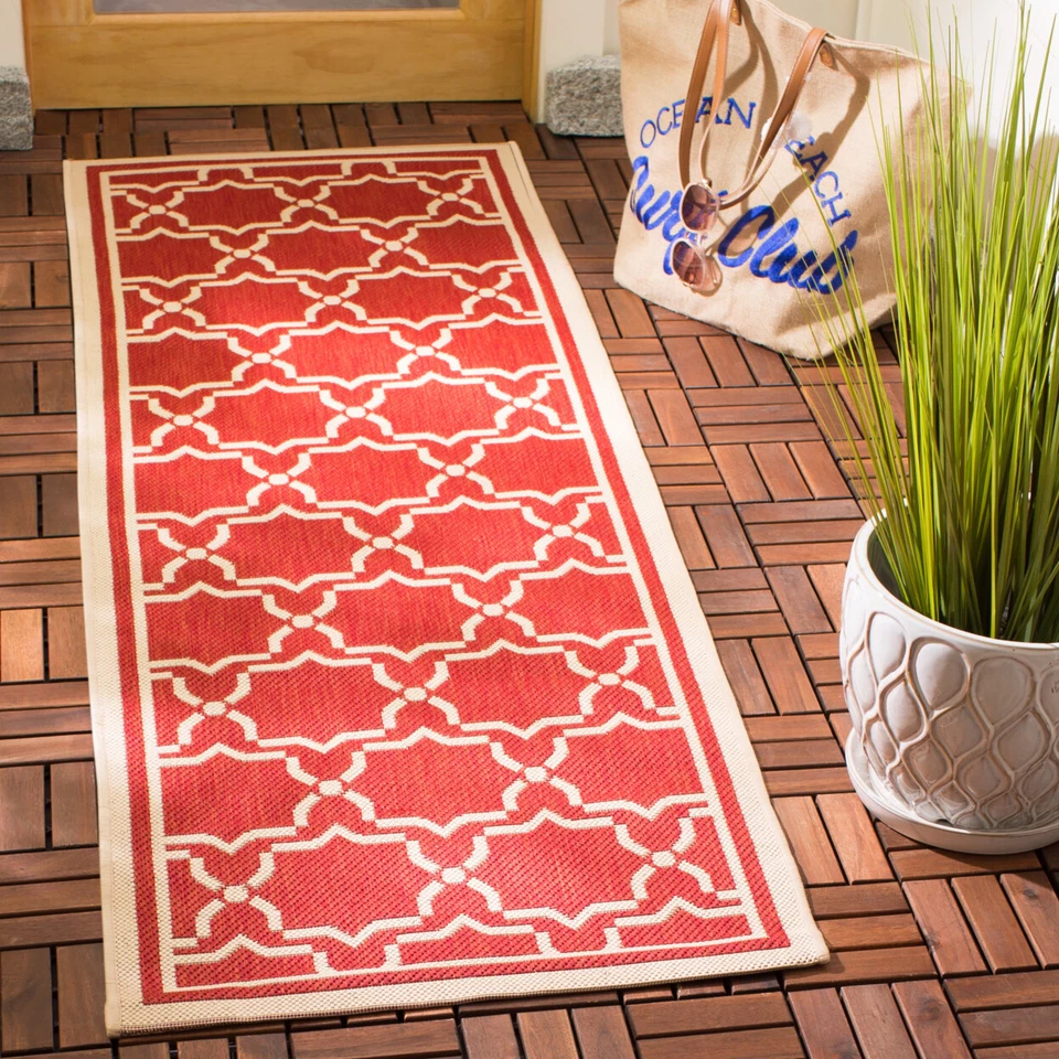 SAFAVIEH Outdoor CY6916-248 Courtyard Collection Red / Bone Rug - Image 3 of 4
