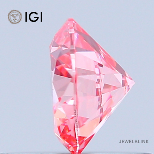 IGI Certified 0.52 Carat Fancy Vivid Pink VVS1 Round Cut CVD Lab Grown Diamond - Picture 2 of 18