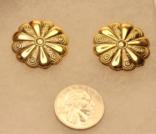 Rosette Brass Boho Stud Earrings - Picture 3 of 3