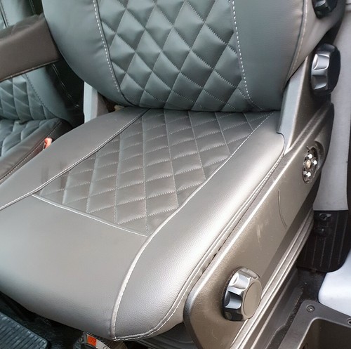 Fundas de asiento a medida cuero sintético negro K1 aptas para Iveco Daily desde 2014 - Imagen 2 de 11