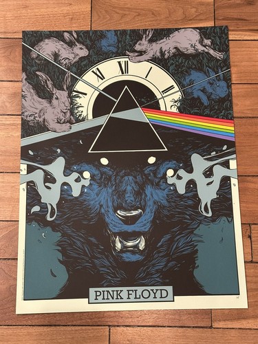 Poster di mezzanotte Pink Floyd su straccio di cotone di Wolfskulljack