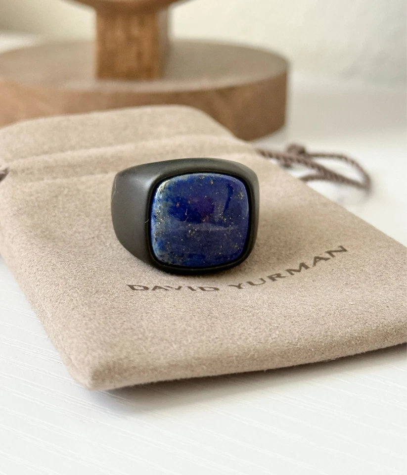 Anillo de piedra exótica de titanio para hombre David Yurman lapislázuli talla 13,5 EE. UU. Foto 3 de 4