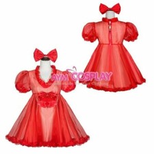 Nightdress Sissy boy Maid Organza transparent Dress 