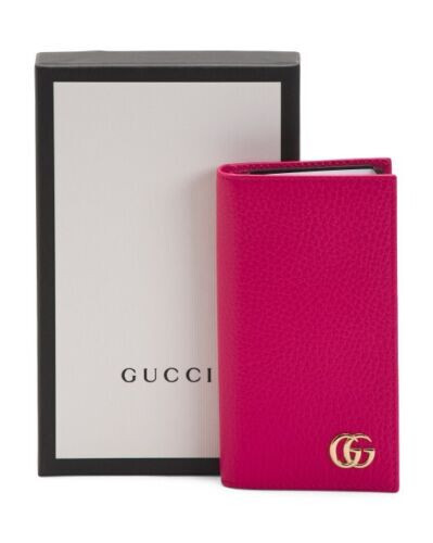 GUCCI 🇮🇹 MADE IN ITALY LEATHER IPHONE 7WALLET CASE GOLDTONE LOGO WITH  GIFT BOX