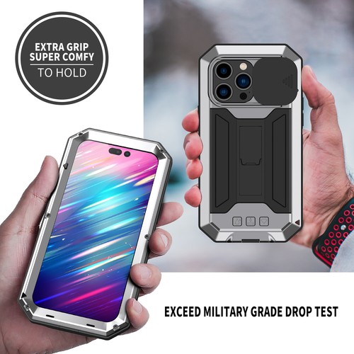 For iPhone 16 15 14 13Pro Max Case Shockproof Aluminum Gorilla Glass Metal Cover - Picture 26 of 46