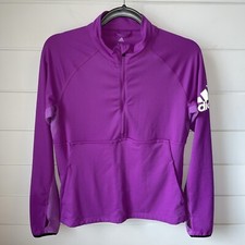 Adidas Climalite Jacket Half Zip Purple Pockets Thumbholes Women's Small S