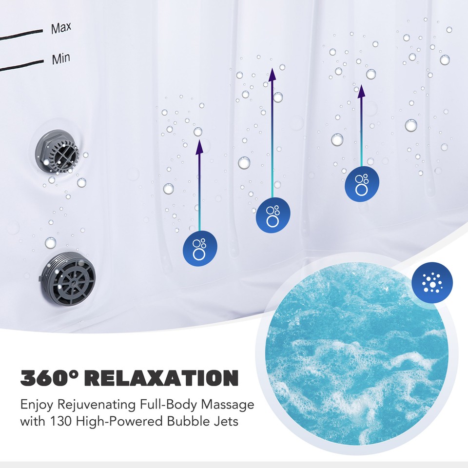 6 Person 7ft Blow Up Hot Tub Outdoor Bathtub and Pool with Massage Jets