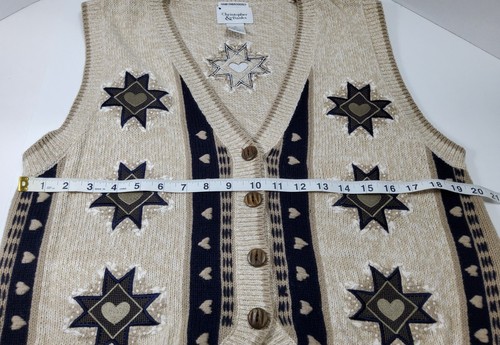 CHRISTOPHER & BANKS HAND EMBROIDERED HEARTS SWEATER VEST SIZE MEDIUM - Picture 5 of 8