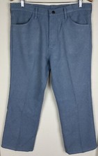 Vintage 80s 90s WRANGLER Polyester Pants SLIM FIT 35x28 ACTUAL Cornflower Blue