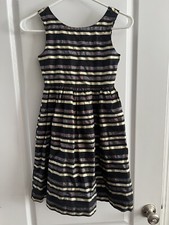Gymboree Girls Black Gold Stripe Christmas Party Shimmer Holiday Dress Size 8