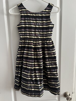 Gymboree Girls Black Gold Stripe Christmas Party Shimmer Holiday Dress ...