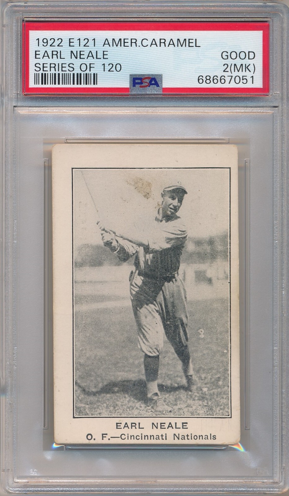 E121 AMERICAN CARAMEL EARL “GREASY” NEALE PSA 2(MK) GD (SVSC
