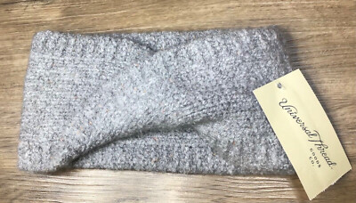 Women's Knit Stretch Interlock Ear Warmer Winter Headband Gray