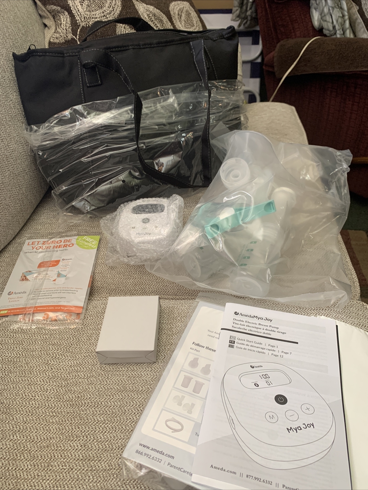 New Ameda Mya Joy Double Electric Breast Pump + Tote Bag + Milk Storage Bags