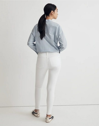 Jeans Madewell 9" vita media skinny crop taglia 27 in bianco puro nuovi con etichette MD097 - Foto 3 di 8