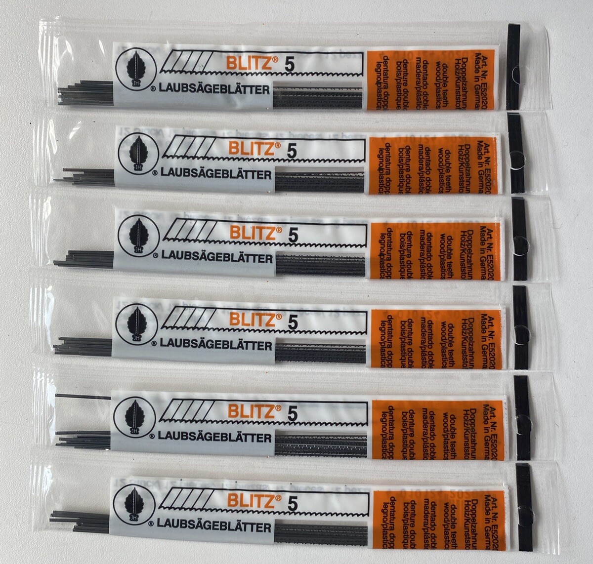 72 SCROLL SAW BLADES EBERLE BLITZ (MANUAL) DOUBLE TOOTH, (blitz 5)