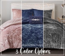 ULTRA SOFT CRUSHED VELVET COMFORTER SET : Twin Queen or King  ACCENT PILLOW