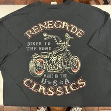 RENEGADE CLASSICS Biker to the Bone T Shirt Mens 3XL Black Motorcycle Gildan