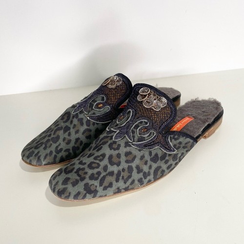 Anthropologie Meher Kakalia Leopard Print Slip-On Loafers Mules