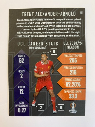 TOPPS MATCH ATTAX 2024-2025 24/25 TRENT ALEXANDER-ARNOLD LIVERPOOL BORDE NEGRO - Imagen 2 de 2