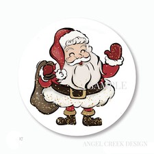 30 Santa with Sack Christmas Scrapbook Stickers 1.5" Envelope Seals Favors