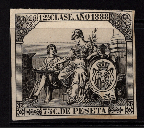 Spanien 1888 75c Einnahmen postfrisch aufklappbar - S32995