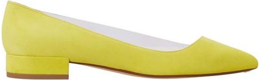 New FRANCESCO RUSSO $675 Lime Suede Clear Asymmetric Ballerina Flats Italy EU 37