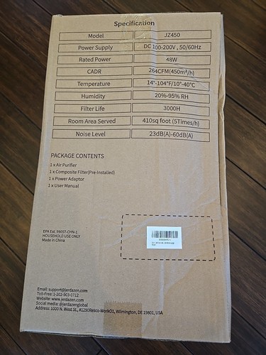 Jerdazen JZ450 Air Purifier Large Room, Covers Up to 2216 ft True HEPA 13 Filter - Picture 3 of 7