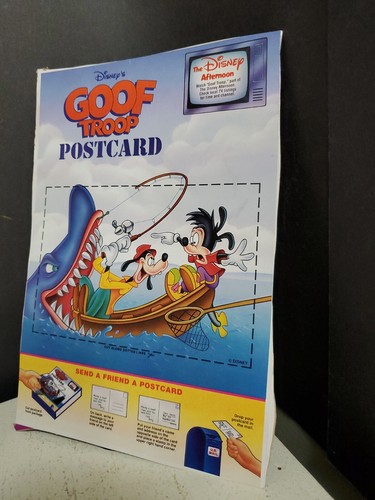 Vintage 1993 Disney TV Goof Troop Goin Gold Angeln Postkarte UNBENUTZT Hai Boot - Bild 3 von 7