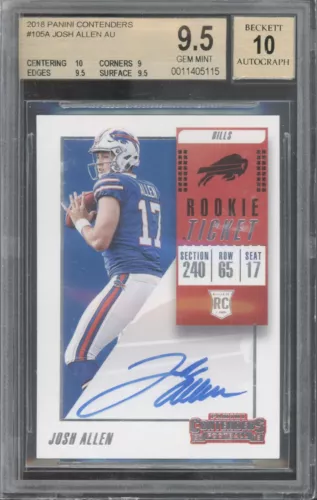 2018 Contenders Rookie Ticket #105 Josh Allen RC Rookie Gem Mint BGS 9.5 10 Auto