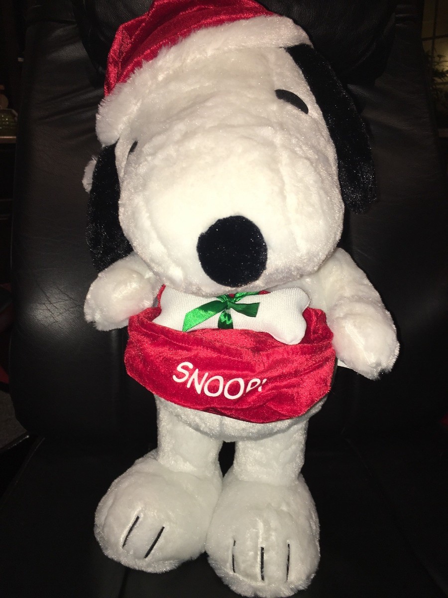 Standing SNOOPY WITH SANTA HAT 18” Plush Peanuts CHRISTMAS 2014 | eBay